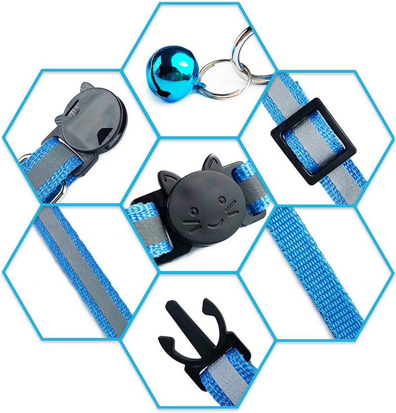 Reflektirajuća sigurnosna najlonska ogrlica za mačke u 12 boja, štene za kućne ljubimce, mali pas, mače, ogrlica za mačke sa zvonom