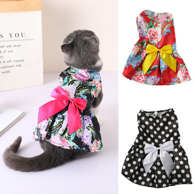 Котешки рокли в класически китайски стил с панделка за котки Ragdoll Siamese Cool Summer Pet Clothes Kitten Dress vestidos para mascotas