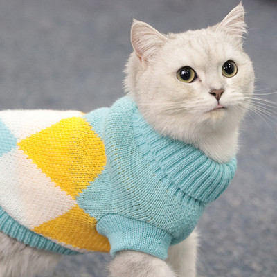 Kisállat macska pulóver Téli meleg pamut macskaruhák Kötött kiskutya pulóver cica ruhából macskamellény kis közepes macskáknak Kutyáknak Chihuahua