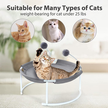 Κρεβάτι γάτας, Kenyone Eleved Pet αναπνέον Κρεβάτι αιώρα που πλένεται για γάτα μικρό μεσαίο σκύλο με βελούδινο χαλάκι και βελούδινη μπάλα παιχνίδι για γάτες