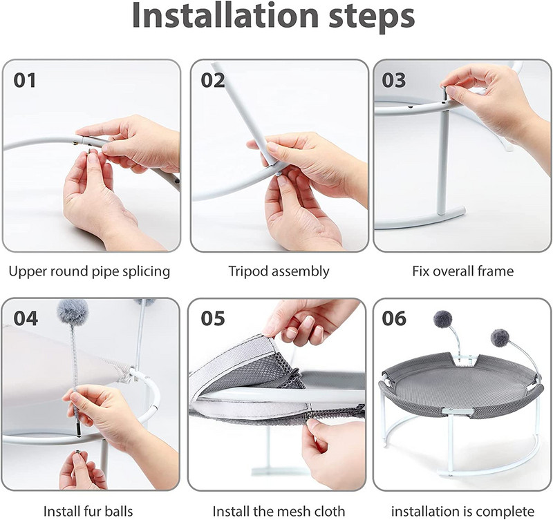 Mačji krevet, Kenyone Elevated Pet Breathable Periv viseći krevet za mačke, male srednje pse s plišanom podlogom i igračkom za mačke, plišanom loptom