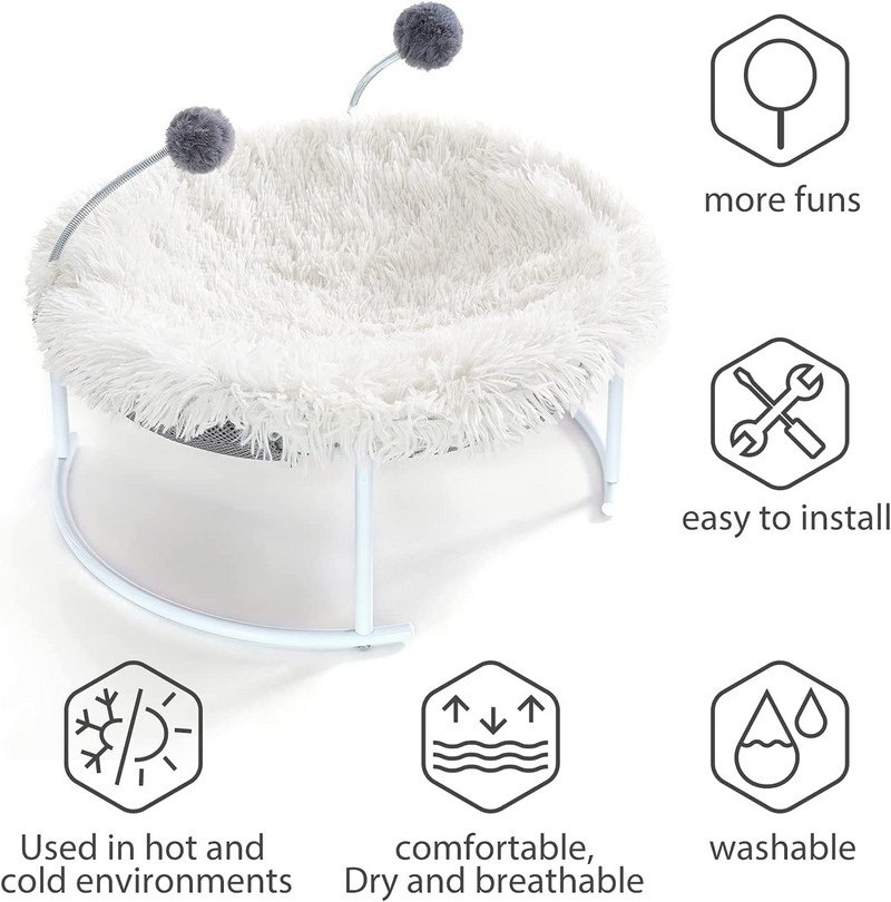 Mačji krevet, Kenyone Elevated Pet Breathable Periv viseći krevet za mačke, male srednje pse s plišanom podlogom i igračkom za mačke, plišanom loptom