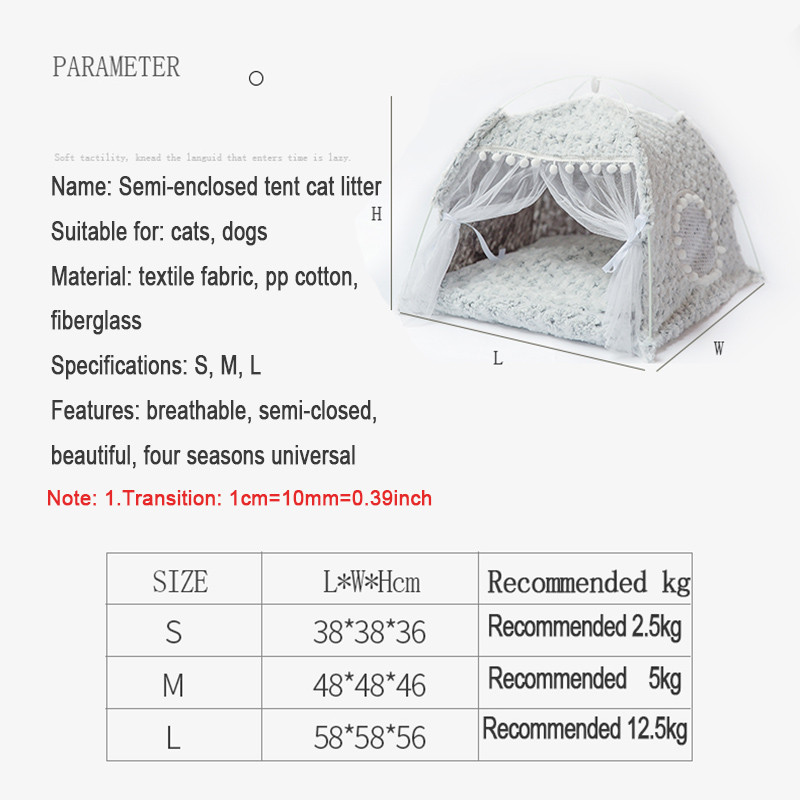 SHUANGMAO Sweet Princess Mačji krevet Sklopivi šator za mačke Kućica za pse Košara za mačiće Kreveti Slatke kućice Kućni jastuci Proizvodi za uzgajivačnice kućnih ljubimaca