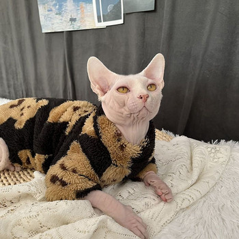 Зимен пуловер за дрехи за котки сфинкс Модни меки топли дрехи за котки Комфортни удебелени облекла за котки без косми Дрехи