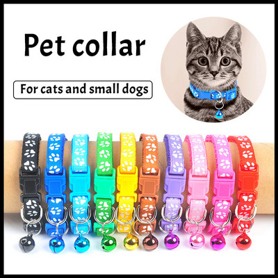 1db színes macskanyakörv aranyos csengőnyakörv, állítható csatos macska kutyanyakörv, személyre szabott lábnyomos cicanyakörv kutyatartozékok