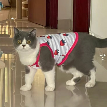 Καλοκαιρινά ρούχα για κουτάβια γάτας Γλυκά με στάμπα κινουμένων σχεδίων Γιλέκο κατοικίδιων ζώων για γάτες Μικρά σκυλιά Διχτυωτό αναπνεύσιμο μασκότ για γατάκια Ρούχα