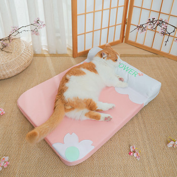 Χαλάκι HOOPET Pet Dog With Pillow Kennel Four Seasons Universal αφαιρούμενο και πλενόμενο Μικρό κρεβάτι για σκύλους Cherry Blossom Cat Sleeping