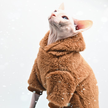 DUOMASUMI Ρούχα άτριχων γάτας σε στυλ αγελάδας Ρούχα για γάτες διπλής όψης Coral Fleece Χειμώνας Χοντρό Ζεστό πουλόβερ Ρούχα για γάτες Sphynx