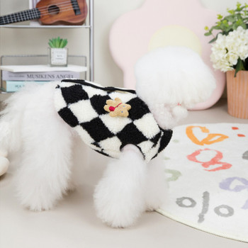 Μόδα καρό παλτό φλις Jack Ρούχα για σκύλους Bear Γιλέκο Ρούχα για κατοικίδια Χαριτωμένα χειμωνιάτικα Yorkies Χριστουγεννιάτικη στολή Μικρά σκυλιά