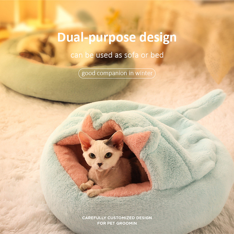 Mačka Zima Topli kreveti Super mekani mali psi od flisa Kućica Poluzatvorena Sofa za spavanje Kućni ljubimac Psić Mačić Neklizajuće gnijezdo za jorgan
