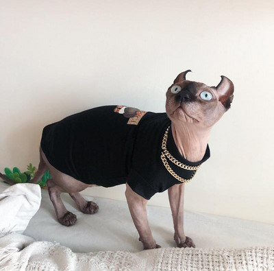 Ρούχα Devon Sphinx Ρούχα χωρίς τρίχες γάτες για ρούχα για κατοικίδια 100% βαμβακερά ρούχα για κατοικίδια με κολιέ