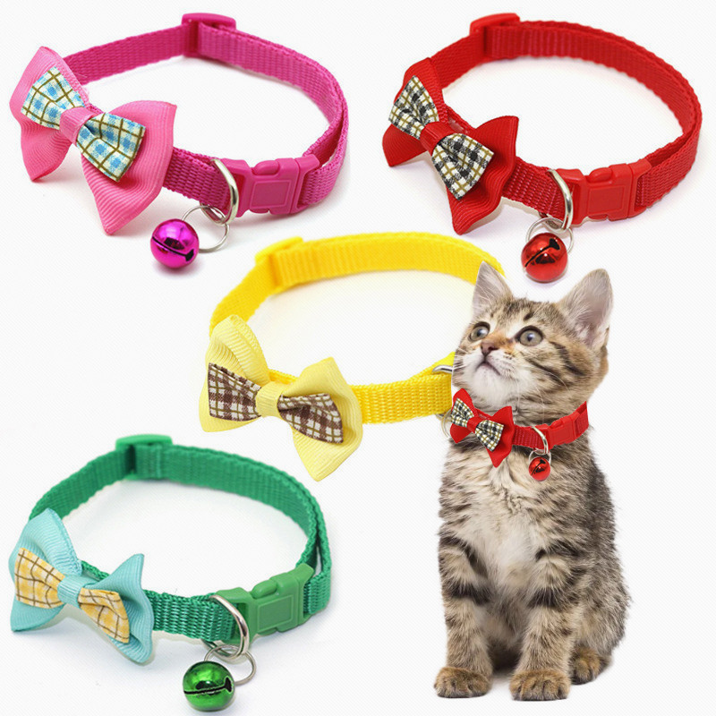 Animale de companie reglabile gulere pentru câini, papion drăguț cu clopot, colier cu pandantiv, cravată de modă, cataramă de siguranță, accesorii pentru îmbrăcăminte pentru animale de companie