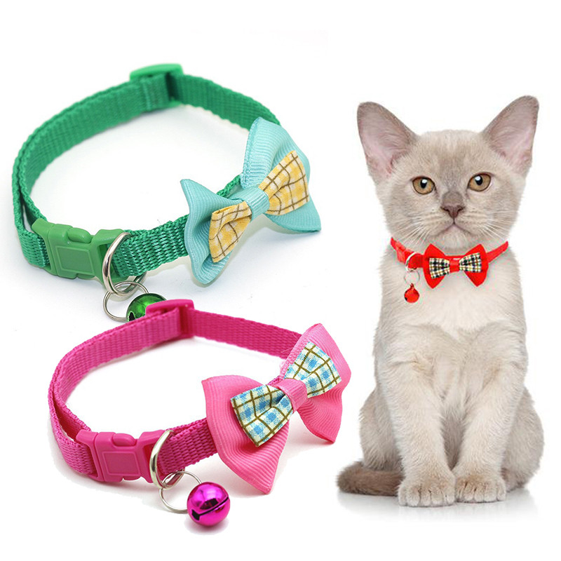 Animale de companie reglabile gulere pentru câini, papion drăguț cu clopot, colier cu pandantiv, cravată de modă, cataramă de siguranță, accesorii pentru îmbrăcăminte pentru animale de companie