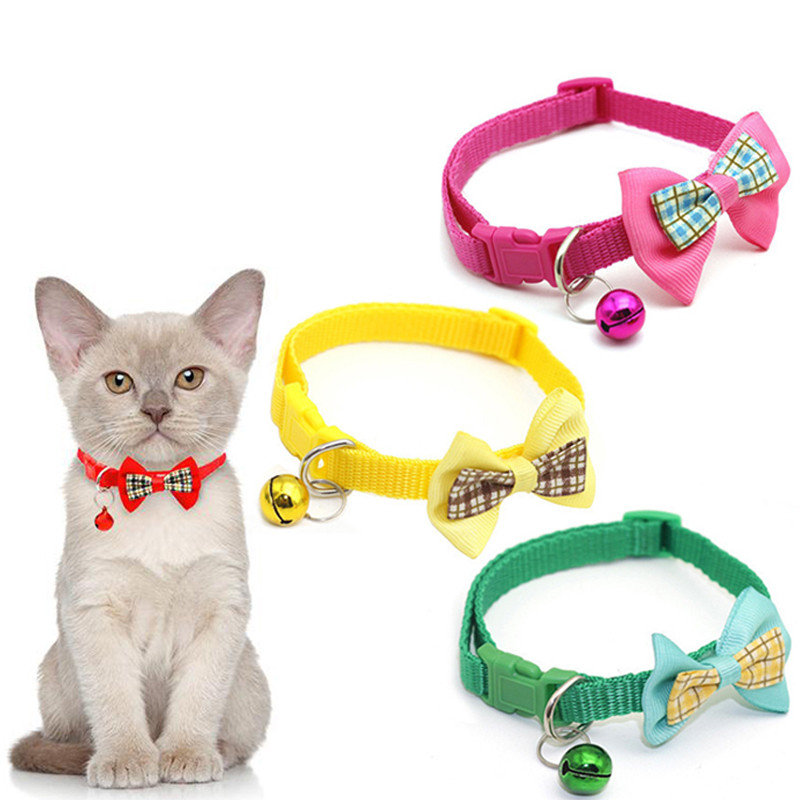 Animale de companie reglabile gulere pentru câini, papion drăguț cu clopot, colier cu pandantiv, cravată de modă, cataramă de siguranță, accesorii pentru îmbrăcăminte pentru animale de companie