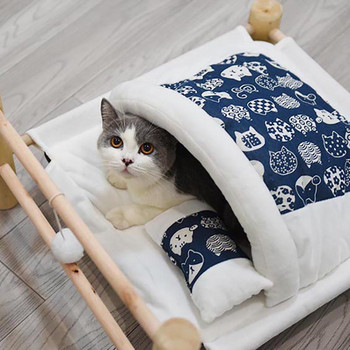 Ξύλινα κρεβάτια για γάτες Υπνόσακος κατοικίδιων ζώων Αιώρα γάτας Κρεβάτι για κατοικίδια για γάτες Σκύλος Αφαιρούμενο σπιτάκι γάτας Γάτες Αξεσουάρ για το σπίτι