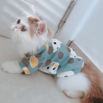 Χαριτωμένη εκτύπωση Sphynx Στολή γάτας Ρούχα Χειμερινά Ζεστά Πουλόβερ με κουκούλα για κατοικίδια για γάτες Μαλακό φλις κουτάβι Kedi mascotas gotas Ένδυση