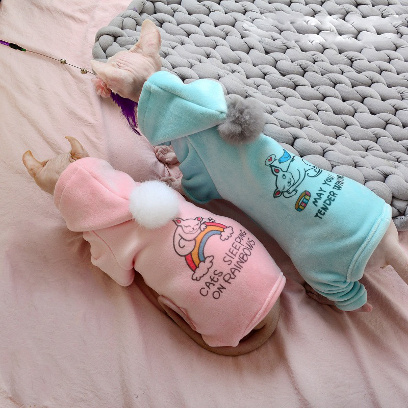 Odjeća za mačke bez dlake Sfinga Zimske majice s kapuljačom za pse za male srednje kućne ljubimce Crtići Mačići Kostimi Odjeća za čivave Jakna Jesen