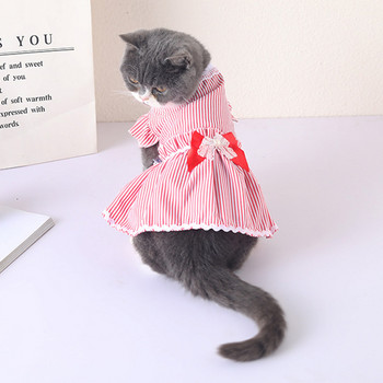 Φούστα για κατοικίδια Καλοκαιρινό λεπτό ριγέ φιόγκο Φούστα σκύλου Schnauzer Bichon φούστα γάτας Παπιγιόν Φόρεμα για σκύλους Χαριτωμένα ρούχα για κατοικίδια
