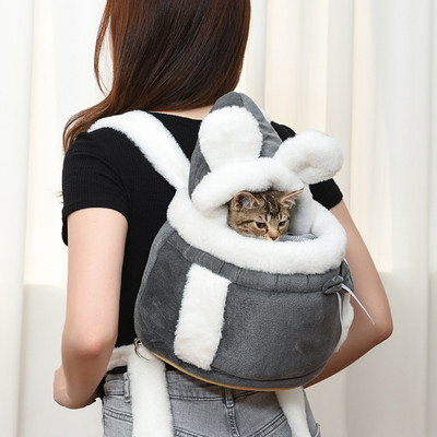 Τσάντα μεταφοράς κατοικίδιων Σακίδιο πλάτης για σκύλους γάτας Χειμερινό ζεστό μαλακό βελούδινο κουβαλώντας κατοικίδια Κλουβί Περπάτημα υπαίθριο γατάκι ταξιδιού Κρεμαστή τσάντα στήθους