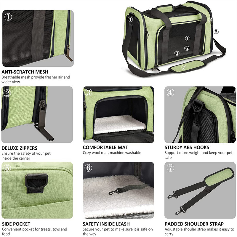 Nosiljka za mačku, kućni ljubimac, meka transportna torba, sklopivi ruksak za pse, 4 otvorena vrata, putna torba s ventilacijom za mačke, pribor za kućne ljubimce