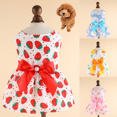 Kutyaszoknya édes aranyos kis friss vékony csatos masni hercegnő ruha virágos kutya kisállat ruha esküvői ruhák tavaszi nyár kisállat ruhák