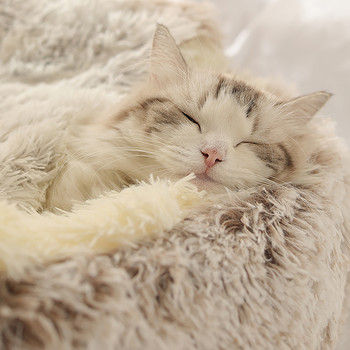 Ζεστό βελούδινο κατοικίδιο σκύλο για γάτα Σπίτι Κρεβάτι για γάτα Ζεστό στρογγυλό κρεβάτι γατούλας Ημίκλειστο χειμωνιάτικο κρεβατάκι για γάτα Kennel Cats Καναπές πατάκι Καλάθι Υπνόσακος