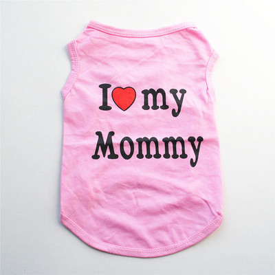 Odjeća za kućne ljubimce Ležerna odjeća za štene, pse, mačke, majica s printom "I Love Mommy & Daddy" majica s mačjim prslukom 100% pamučna majica kratkih rukava Odjeća za mačke i mačiće
