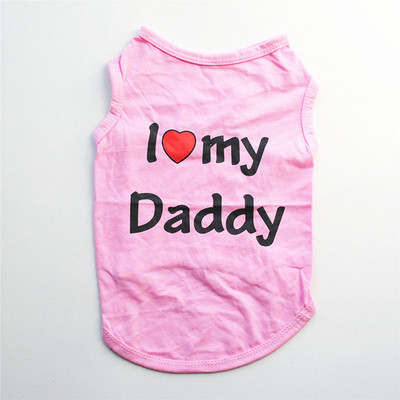 Odjeća za kućne ljubimce Ležerna odjeća za štene, pse, mačke, majica s printom "I Love Mommy & Daddy" majica s mačjim prslukom 100% pamučna majica kratkih rukava Odjeća za mačke i mačiće