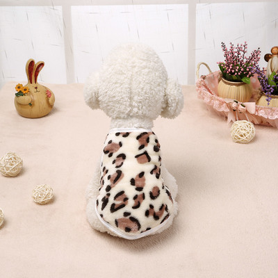 Slatka odjeća za pse/mačke za kućne ljubimce u obliku srca, mekani koraljni baršun, toplo štene, mačka, pulover, prsluk, leopard print, male čivava prsluci, odjeća