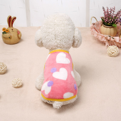 Slatka odjeća za pse/mačke za kućne ljubimce u obliku srca, mekani koraljni baršun, toplo štene, mačka, pulover, prsluk, leopard print, male čivava prsluci, odjeća