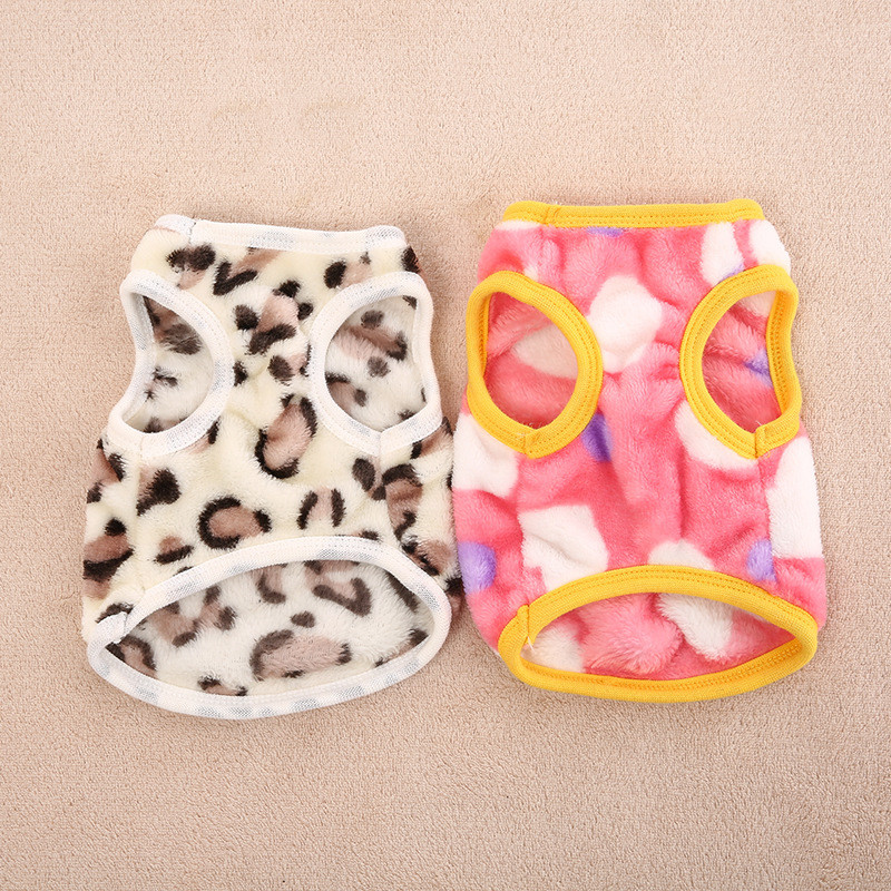 Slatka odjeća za pse/mačke za kućne ljubimce u obliku srca, mekani koraljni baršun, toplo štene, mačka, pulover, prsluk, leopard print, male čivava prsluci, odjeća