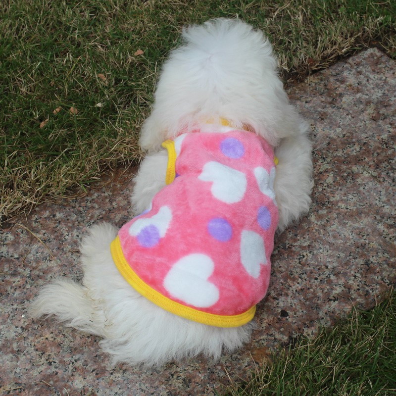 Slatka odjeća za pse/mačke za kućne ljubimce u obliku srca, mekani koraljni baršun, toplo štene, mačka, pulover, prsluk, leopard print, male čivava prsluci, odjeća