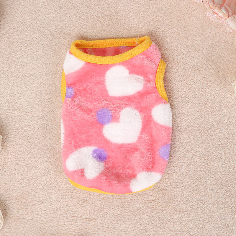 Slatka odjeća za pse/mačke za kućne ljubimce u obliku srca, mekani koraljni baršun, toplo štene, mačka, pulover, prsluk, leopard print, male čivava prsluci, odjeća