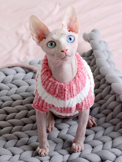 Ρούχα για γάτες Χειμερινά Ζεστά Χειροποίητα Μαλακά Γάτες Πλεκτά Πουλόβερ Jumper Sphynx Φούτερ για γάτες Πουλόβερ Sphinx Kitten Ρούχα Προμήθειες για γάτες