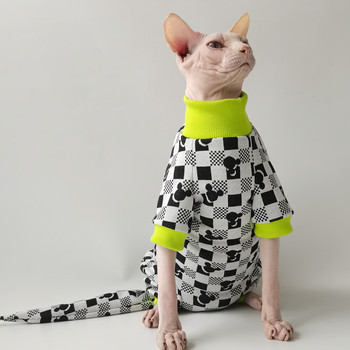 Φθινοπωρινό Χειμώνα Πουλόβερ άτριχη γάτα Devon Rex Κοιλέτα με τετράποδα ρούχα Ζεστά ρούχα Sphinx ουρά κάλυμμα Σετ Ρούχα για Cat Sphynx
