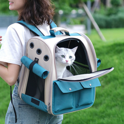 Σακίδιο πλάτης κατοικίδιων ζώων Φορητή τσάντα μεταφοράς για γάτες και μικρά σκυλιά Πτυσσόμενη αεριζόμενη σχεδίαση Μεγάλη τσάντα μεταφοράς για σκύλους γάτας