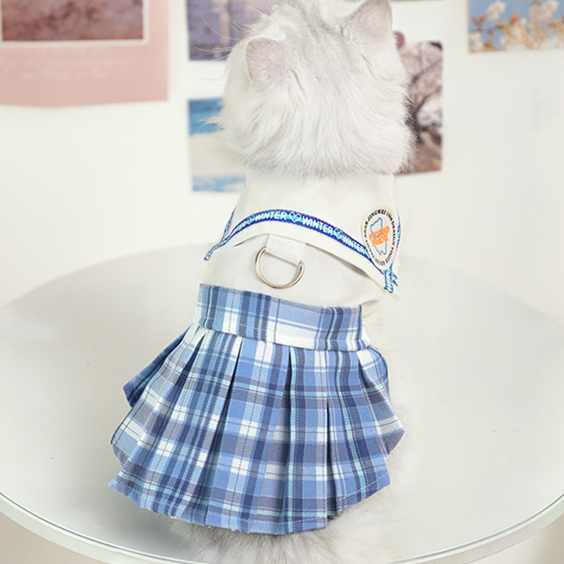 HOOPET Mornarički stil Simpatična odjeća za mačke Djevojčica Suknja za male pse Odjeća za kućne ljubimce Ljeto Proljeće Haljina za mačke Odjeća za štene za mačku Kitty Puppy