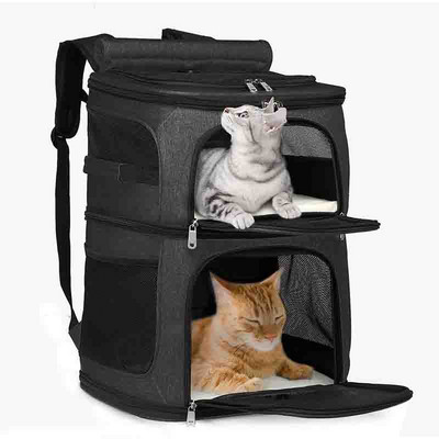 Σακίδιο πλάτης διπλής στρώσης γάτας Αποσπώμενη τσάντα γάτας για 2 γάτες Πτυσσόμενη θήκη για κατοικίδια για μικρές μεσαίες γάτες σκύλους Κουτάβια των 7 κιλών