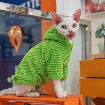 Άτριχα Ρούχα Γάτας Φθινοπωρινό Χειμώνα 100%Βαμβακερό Πουκάμισο για κατοικίδια Σφίγγα Ρούχα Φούτερ πουλόβερ γάτας Γλυκό γατάκι για κουτάβι Dachshund Παλτό