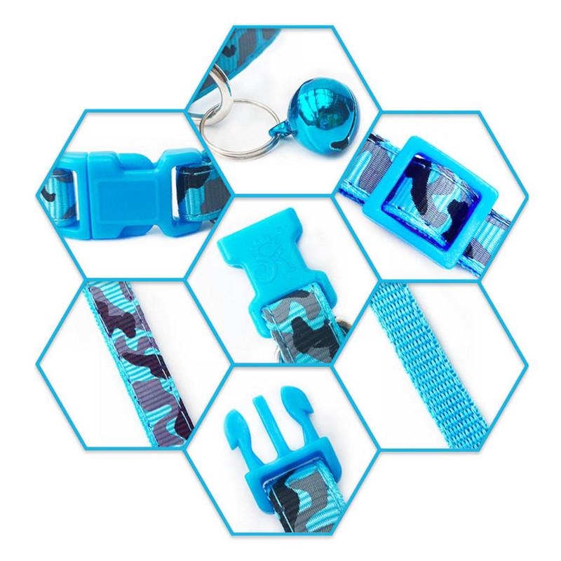 Camo Cat Koera kaelarihm Bell Cool reguleeritava helkur Camo Cat kaelarihm Bell Safety Kitten kaelarihmaga kassipoja kutsikale