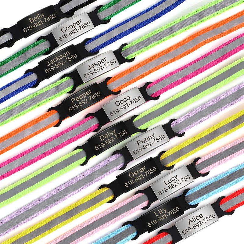 Ανακλαστικό κολάρο γάτας Δωρεάν χαραγμένο κολάρο για γάτες με αξεσουάρ κολιέ για κουτάβια για κατοικίδια για μικρόσωμο σκύλο γάτας Τσιουάουα