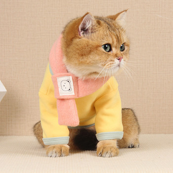 Χαριτωμένα ρούχα γάτας με κασκόλ Χειμωνιάτικο ζεστό κουτάβι σκύλος γάτες παλτό γιλέκο μαλακό γατάκι Ρούχα κατοικίδιο κοστούμι ropa para gatos