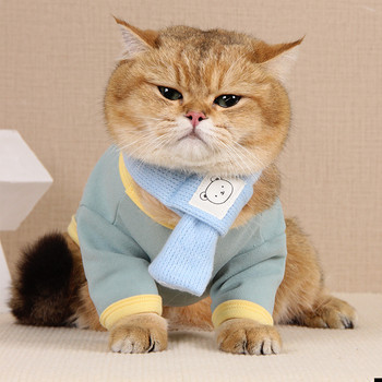 Χαριτωμένα ρούχα γάτας με κασκόλ Χειμωνιάτικο ζεστό κουτάβι σκύλος γάτες παλτό γιλέκο μαλακό γατάκι Ρούχα κατοικίδιο κοστούμι ropa para gatos