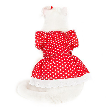 Κόκκινο πουά φόρεμα για κατοικίδια ρούχα για γάτες Γλυκές ζαρτιέρες για γάτες Ρούχα για μικρά σκυλιά Καλοκαιρινές φούστες Πριγκίπισσα Φόρεμα για κατοικίδια
