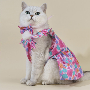 Νέα βαμβακερά χαριτωμένα ρούχα για κατοικίδια Φόρεμα για κατοικίδια Έγχρωμη εκτύπωση Γλυκά ρούχα για σκύλους Ρούχα για γάτες Μικρά ρούχα για σκύλους Προμήθειες για κατοικίδια Φούστες για κατοικίδια
