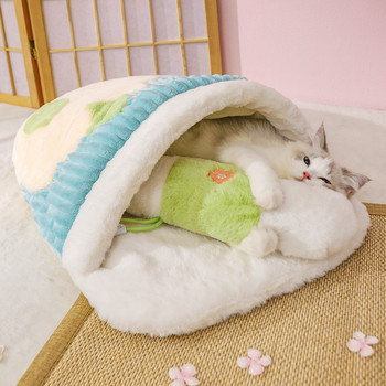 Hoopet Japanese Winter Thick Cat Sleeping Bed Подвижна възглавница със забавно котешко въже Топла възглавница за котки Puppy Dog Sofa Pet Bed