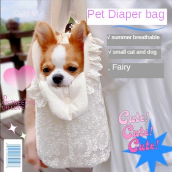 Луксозна дантелена чанта за домашни любимци с възглавница Sweet Summer Pet Out Bag Преносима дишаща чанта за през рамо Теди Раница Pet Puppy Carrier