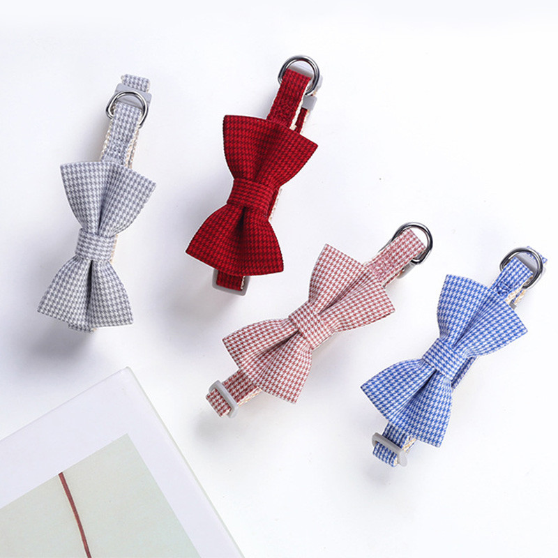 Crăciun carouri papion guler pisică papion cataramă de siguranță guler pentru animale de companie cățeluș chihuahua colier elastic pentru câini ajustabil