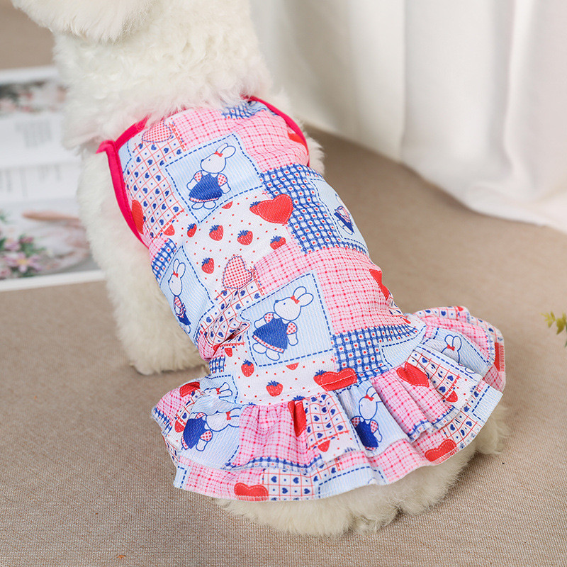 Animal de desene animate imprimeu haine pentru pisici de companie de vară XXL husky rochie elegantă fustă respirabil cu elastic înalt pentru câini haine în stil occidental