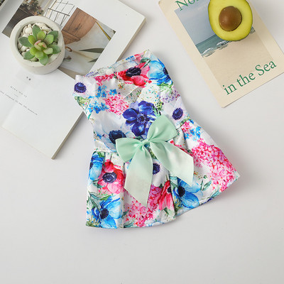 Lemmiklooma kleit kassidele koertele armas lilleline vibusõlme kutsika seelik Hawaii rannakostüüm väikese koera printsessi kleit suvine kassi riided